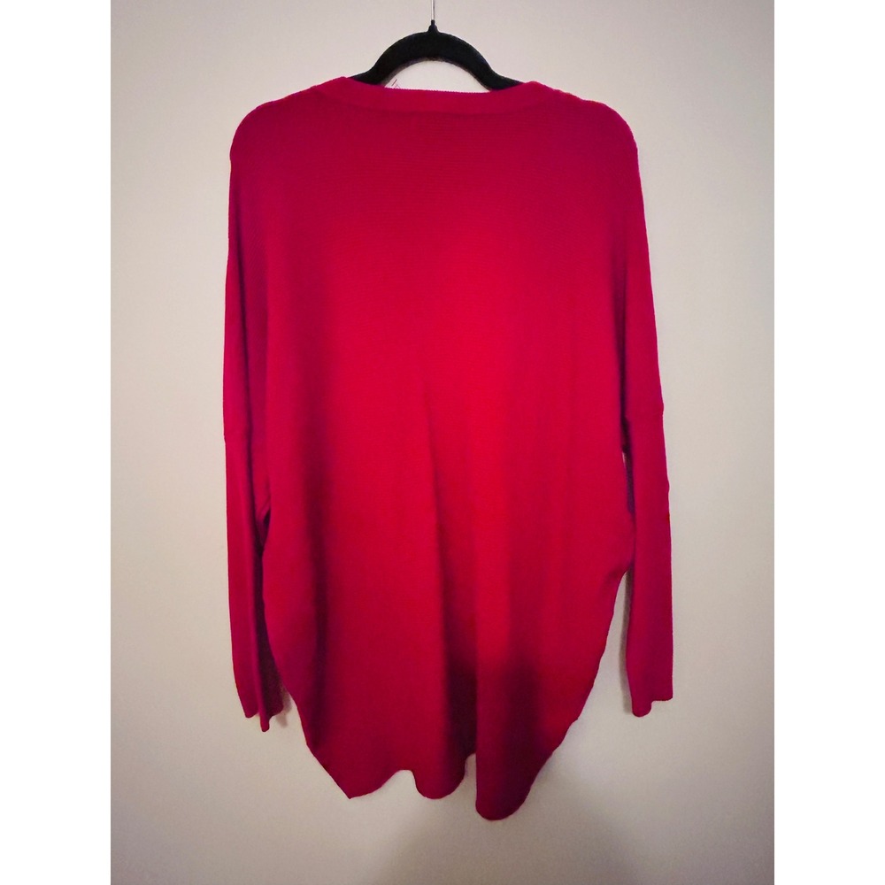 Jodifl Sweater Womens S/M Red Like New Choker V-Neck Oversized Ribbed Knit - Picture 9 of 11